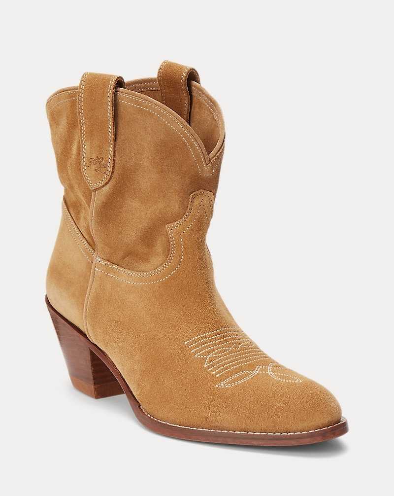 Botas Ralph Lauren Calfskin Suede Western Mujer Caramel | BRFGJAS-29 - vista 2