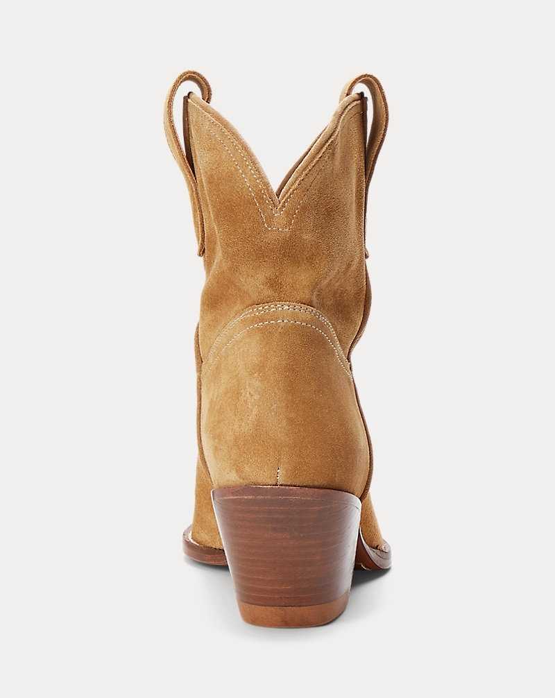 Botas Ralph Lauren Calfskin Suede Western Mujer Caramel | BRFGJAS-29 - vista 3