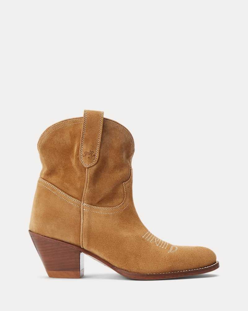 Botas Ralph Lauren Calfskin Suede Western Mujer Caramel | BRFGJAS-29 - vista 1