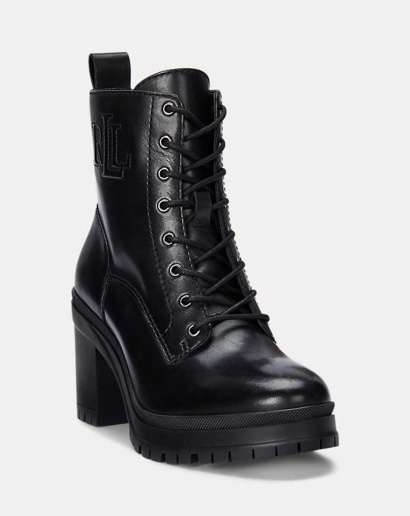 Botas Ralph Lauren Cameron Burnished Leatherie Mujer Negros | IANLTVR-35 - vista 2