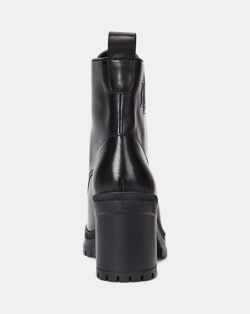 Botas Ralph Lauren Cameron Burnished Leatherie Mujer Negros | IANLTVR-35 - vista 3
