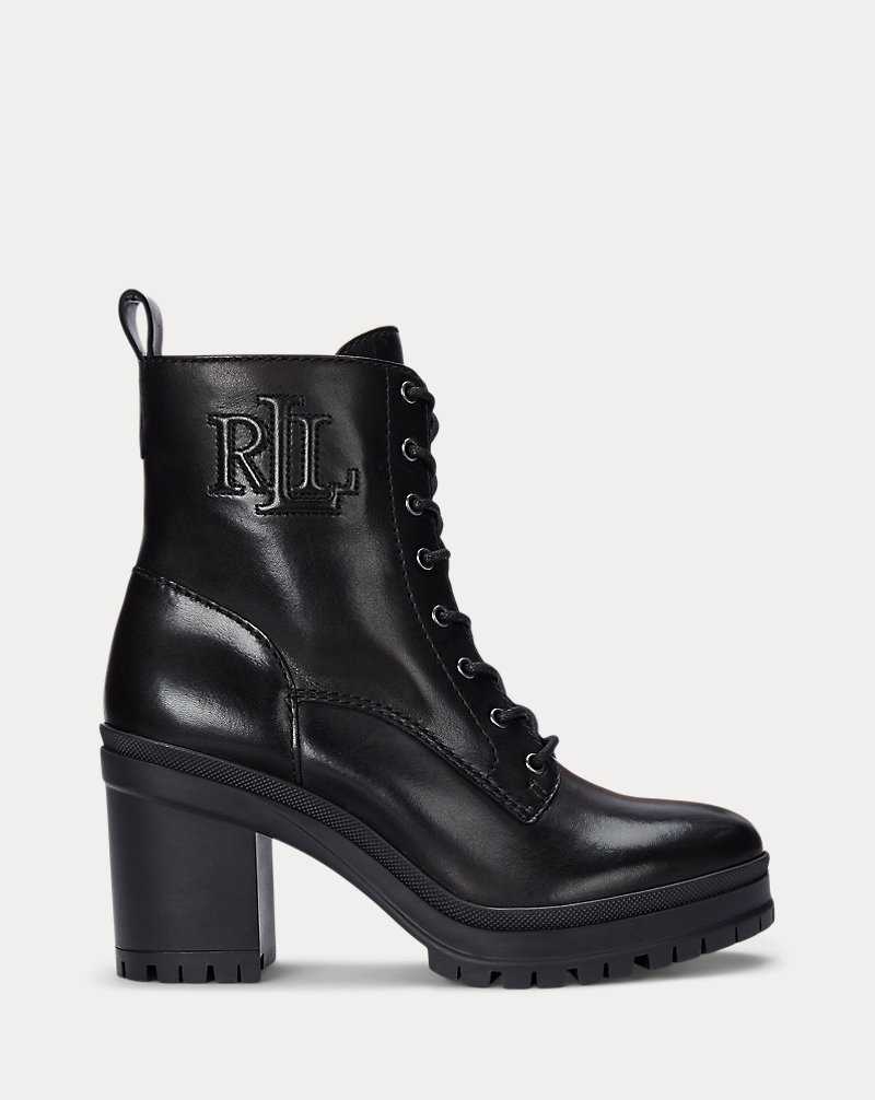 Botas Ralph Lauren Cameron Burnished Leatherie Mujer Negros | IANLTVR-35 - vista 1