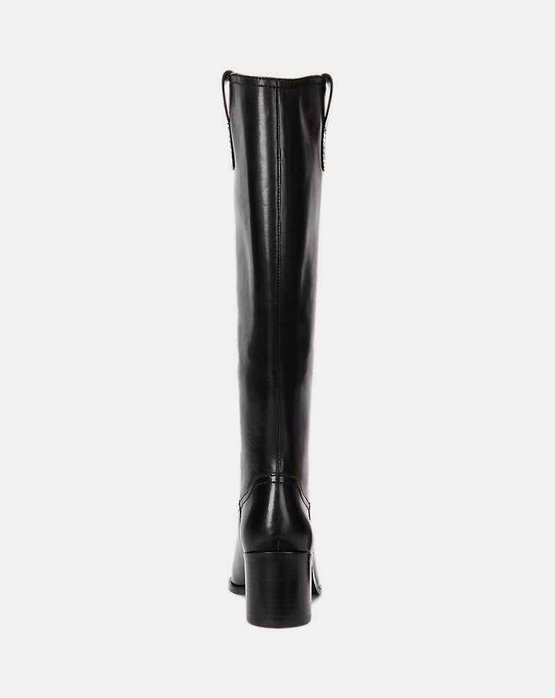 Botas Ralph Lauren Carla Burnished Leather Tall Mujer Negros | NMAIXJE-94 - vista 3
