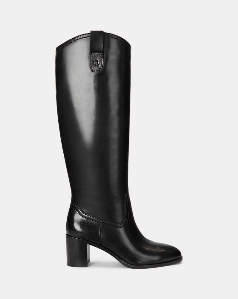 Botas Ralph Lauren Carla Burnished Leather Tall Mujer Negros | NMAIXJE-94 - vista 1