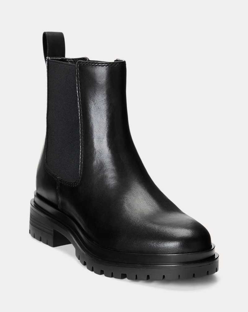 Botas Ralph Lauren Corinne Burnished Leatherie Mujer Negros | KBJFUHE-67 - vista 2