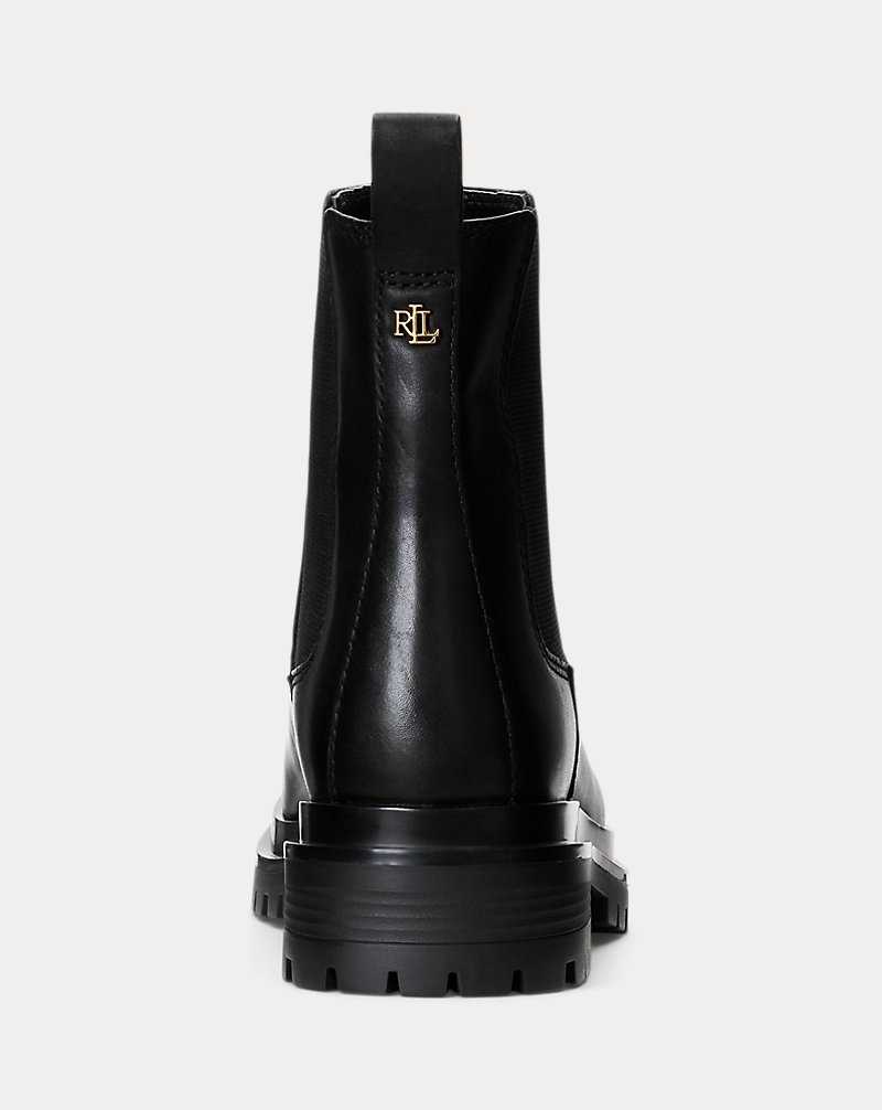 Botas Ralph Lauren Corinne Burnished Leatherie Mujer Negros | KBJFUHE-67 - vista 3