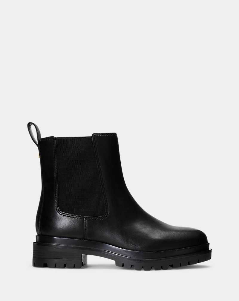Botas Ralph Lauren Corinne Burnished Leatherie Mujer Negros | KBJFUHE-67 - vista 1