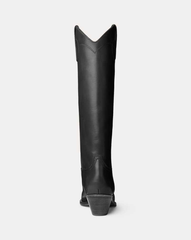 Botas Ralph Lauren Jaelynne Burnished Calfskin Tall Mujer Negros | JWGANEK-14 - vista 3