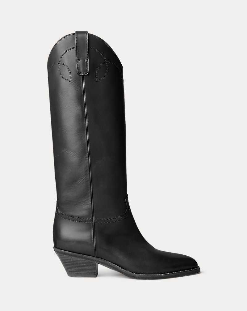 Botas Ralph Lauren Jaelynne Burnished Calfskin Tall Mujer Negros | JWGANEK-14 - vista 1