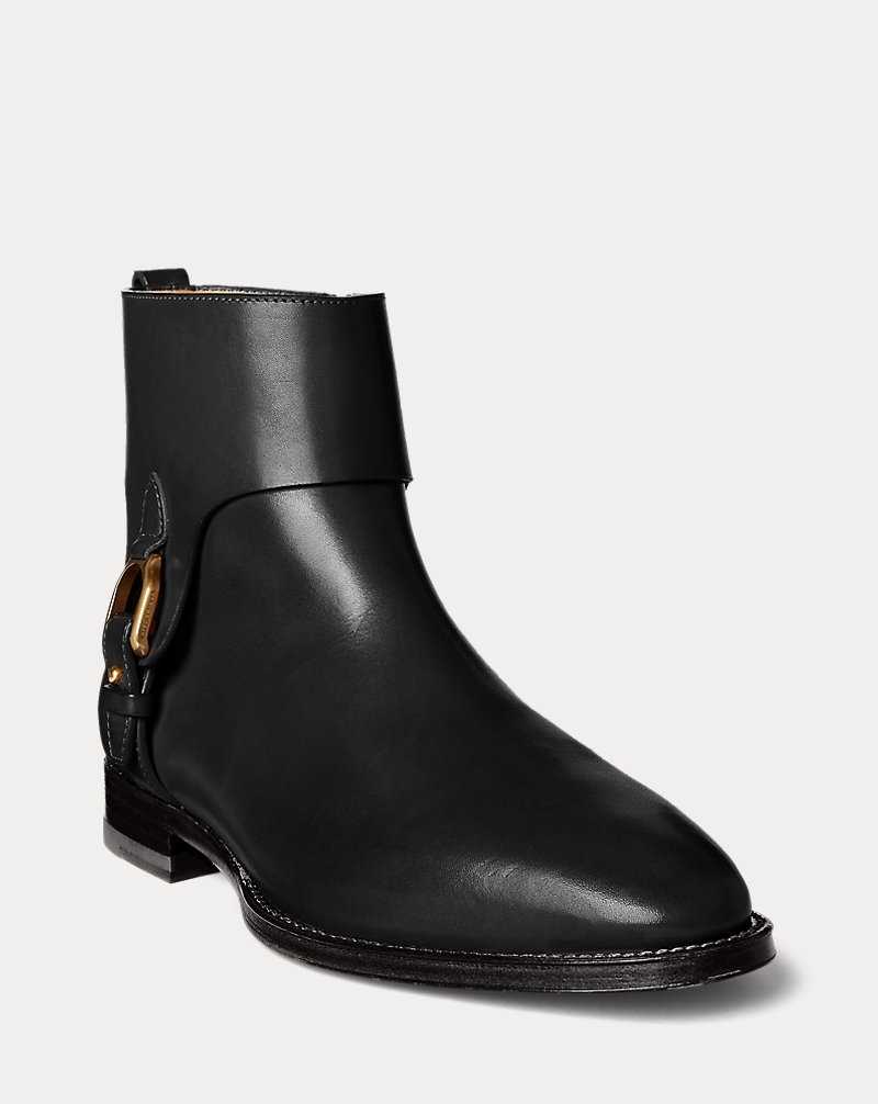 Botas Ralph Lauren Reanne Burnished Calfskin Stirrupie Mujer Negros | VHQWPEJ-87 - vista 2