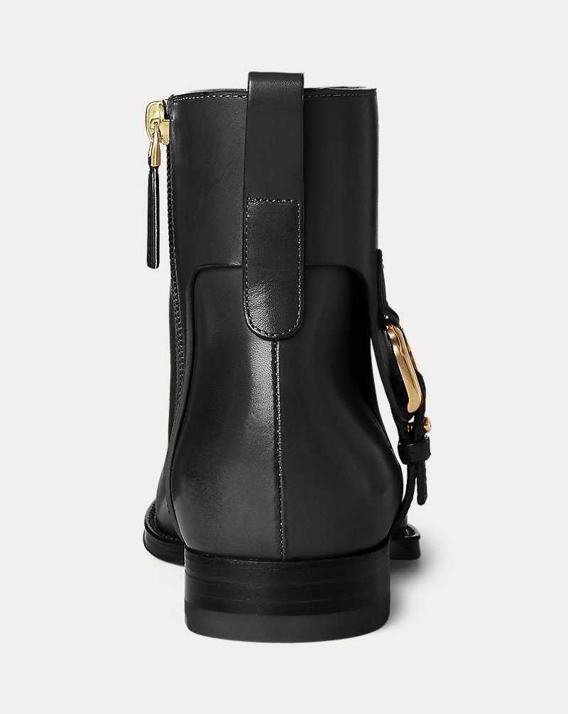 Botas Ralph Lauren Reanne Burnished Calfskin Stirrupie Mujer Negros | VHQWPEJ-87 - vista 3