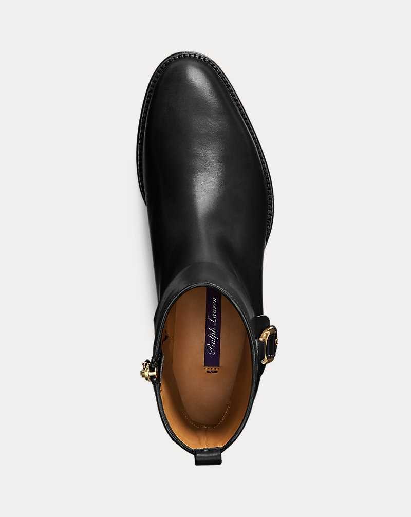 Botas Ralph Lauren Reanne Burnished Calfskin Stirrupie Mujer Negros | VHQWPEJ-87 - vista 4