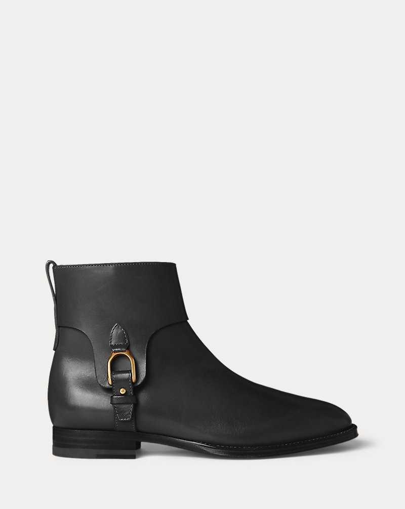 Botas Ralph Lauren Reanne Burnished Calfskin Stirrupie Mujer Negros | VHQWPEJ-87 - vista 1