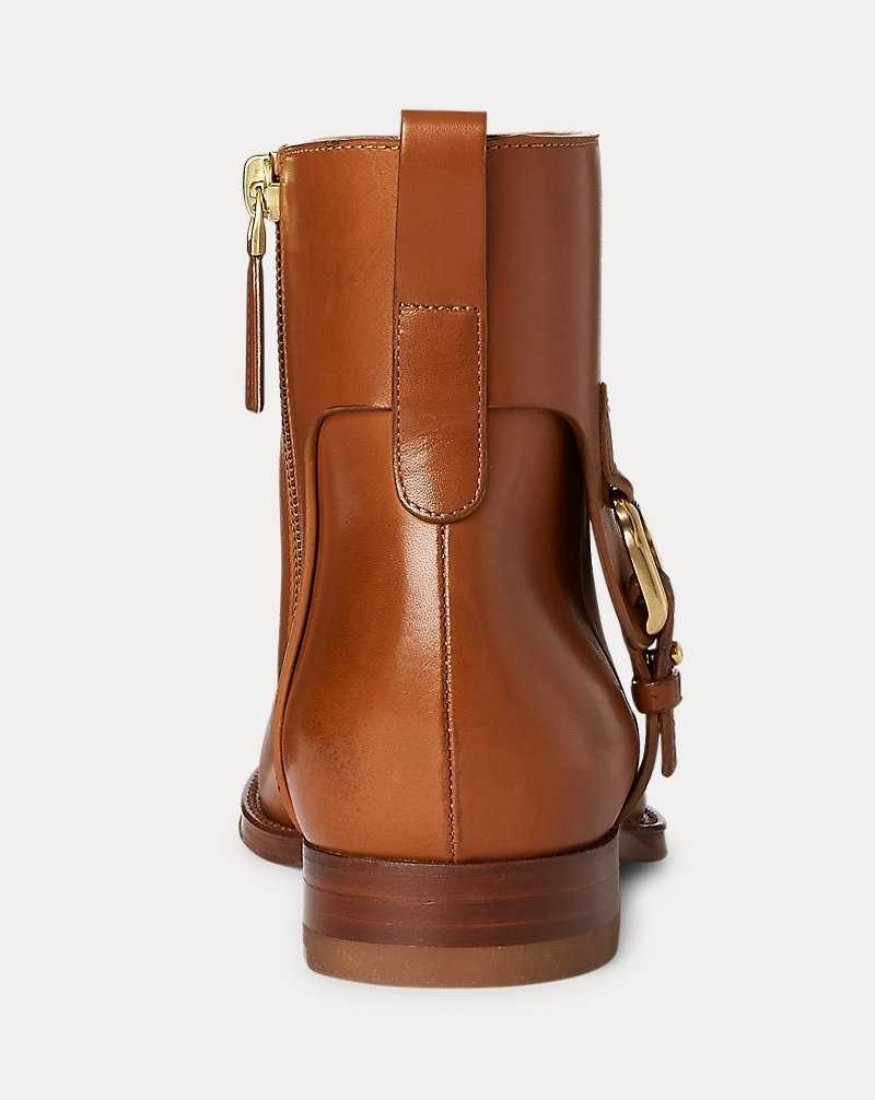 Botas Ralph Lauren Reanne Burnished Calfskin Stirrupie Mujer Dorados | QFOZMEV-10 - vista 3