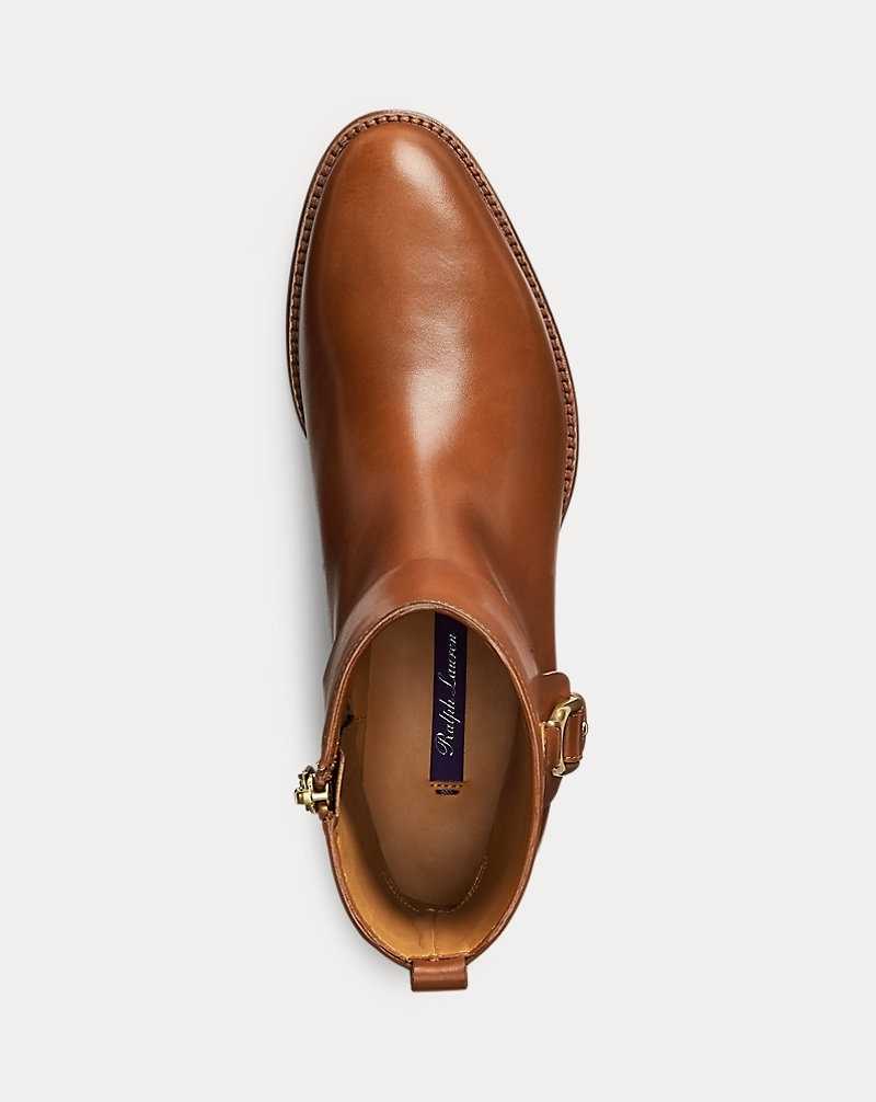Botas Ralph Lauren Reanne Burnished Calfskin Stirrupie Mujer Dorados | QFOZMEV-10 - vista 4