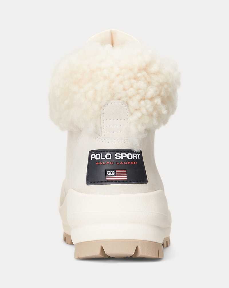 Botas Ralph Lauren Shearling-Trim Suede Hiking Mujer Creme | CPATVGJ-92 - vista 3