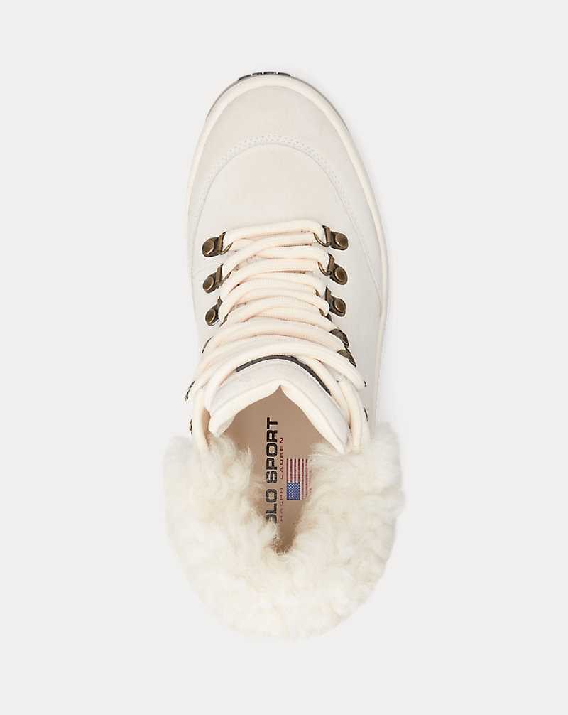 Botas Ralph Lauren Shearling-Trim Suede Hiking Mujer Creme | CPATVGJ-92 - vista 4