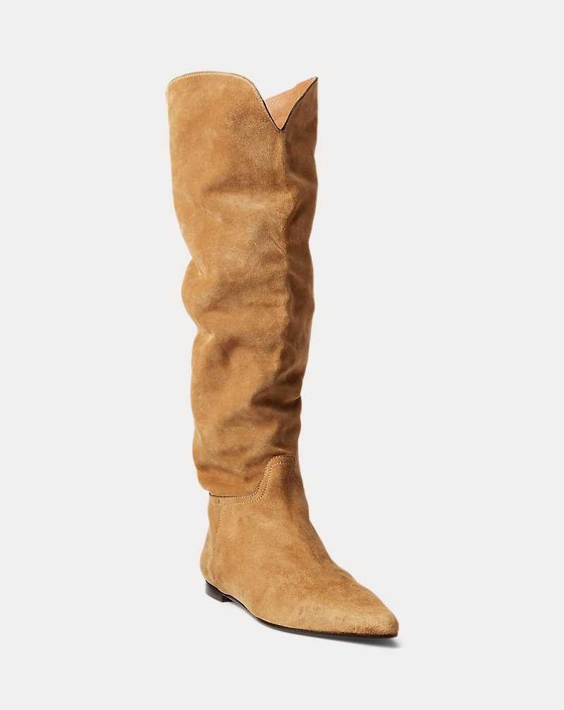 Botas Ralph Lauren Suede Knee-High Mujer Caramel | GLPYFWB-72 - vista 2