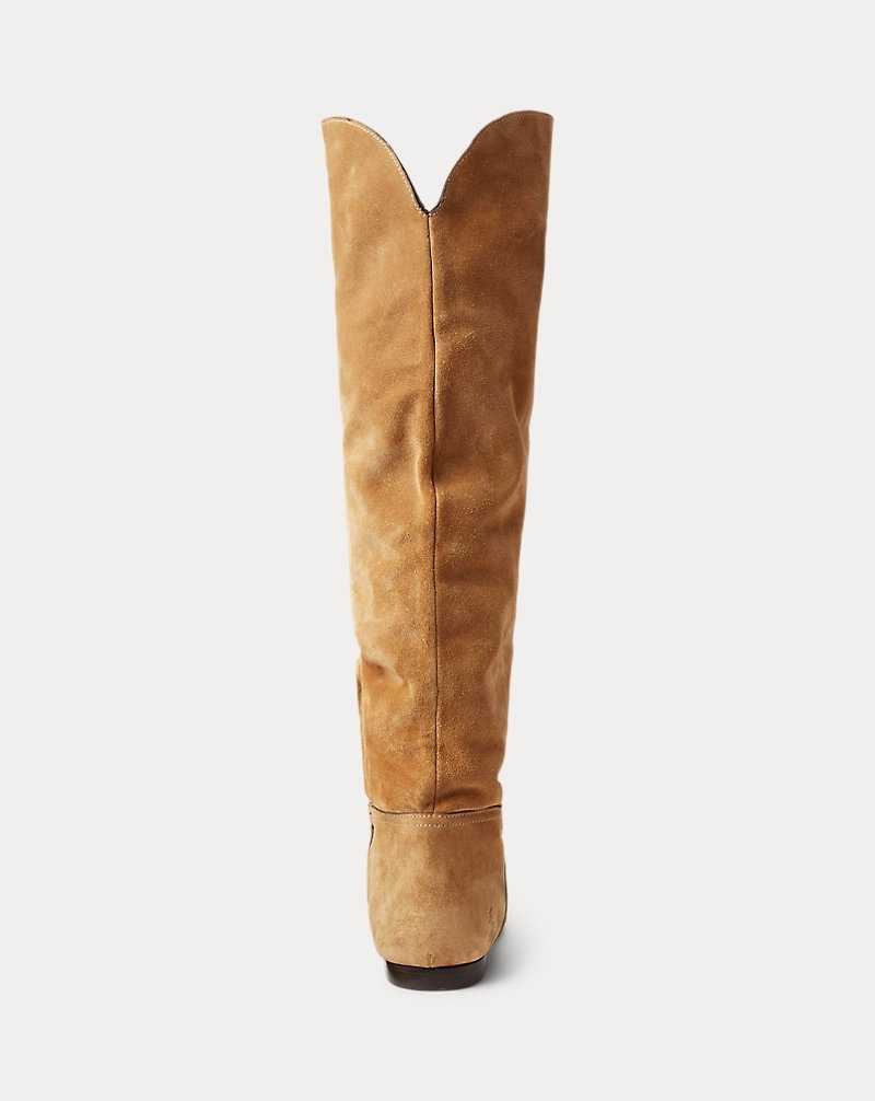 Botas Ralph Lauren Suede Knee-High Mujer Caramel | GLPYFWB-72 - vista 3