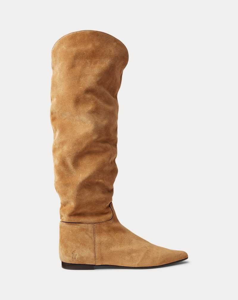 Botas Ralph Lauren Suede Knee-High Mujer Caramel | GLPYFWB-72 - vista 1