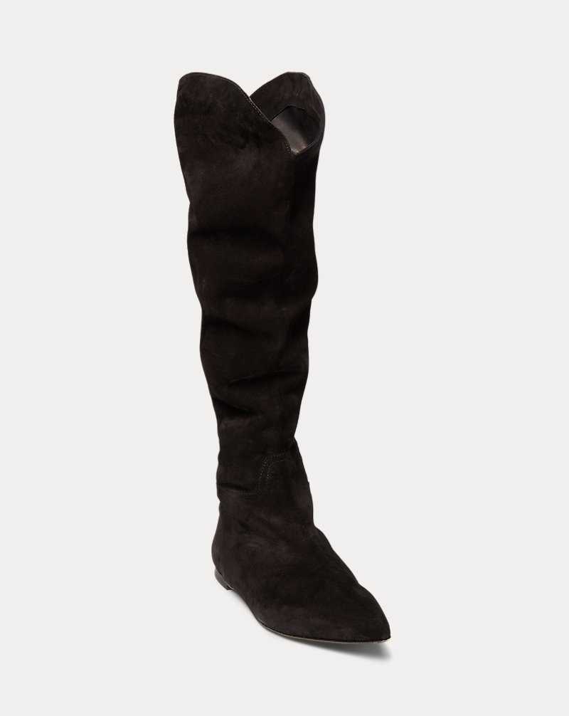 Botas Ralph Lauren Suede Knee-High Mujer Negros | FDSPROT-28 - vista 2