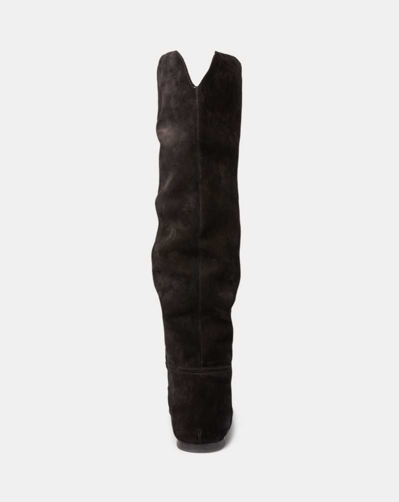 Botas Ralph Lauren Suede Knee-High Mujer Negros | FDSPROT-28 - vista 3