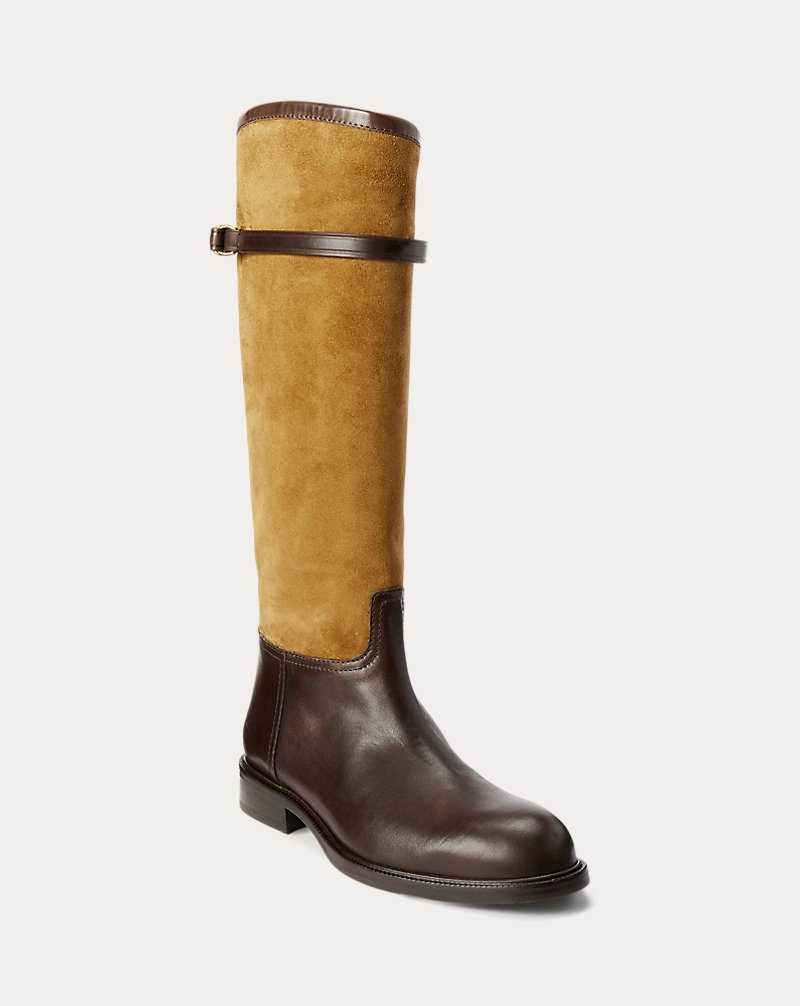 Botas Ralph Lauren Two-Tone Suede Leather Riding Mujer Maple/Tobacco | GTMJWRH-81 - vista 2