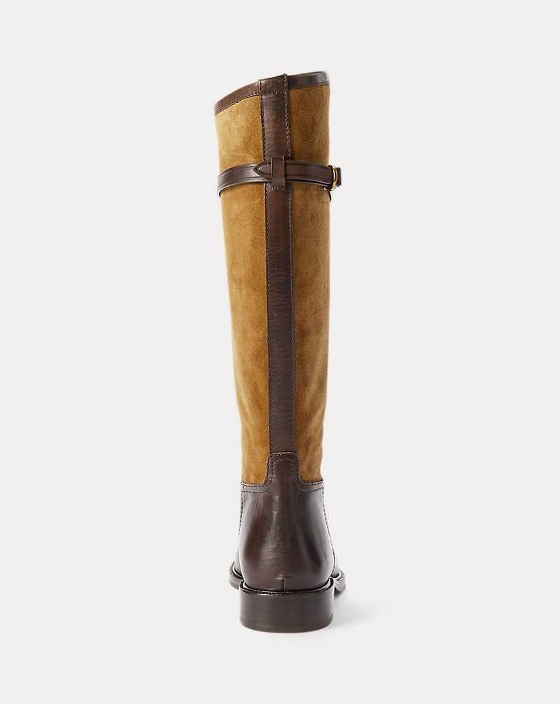 Botas Ralph Lauren Two-Tone Suede Leather Riding Mujer Maple/Tobacco | GTMJWRH-81 - vista 3