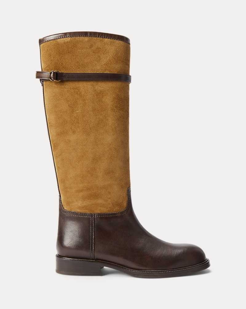 Botas Ralph Lauren Two-Tone Suede Leather Riding Mujer Maple/Tobacco | GTMJWRH-81 - vista 1