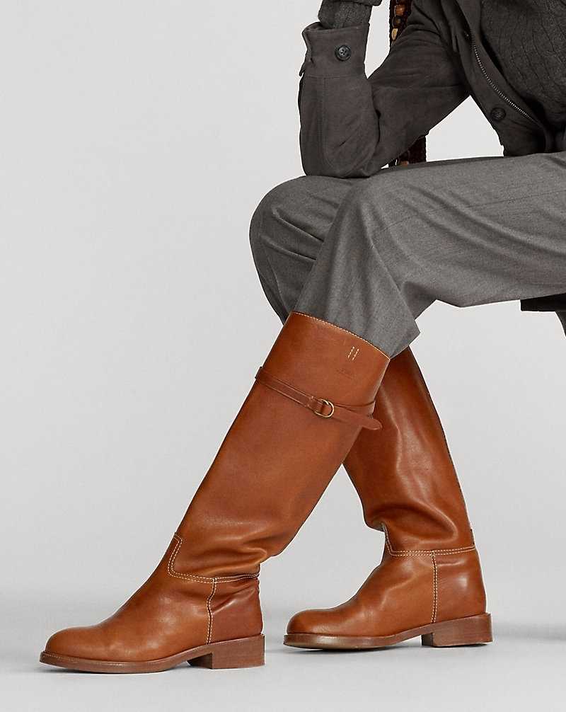 Botas Ralph Lauren Vachetta Leather Riding Mujer Cuoio | CFHSBVD-68 - vista 4