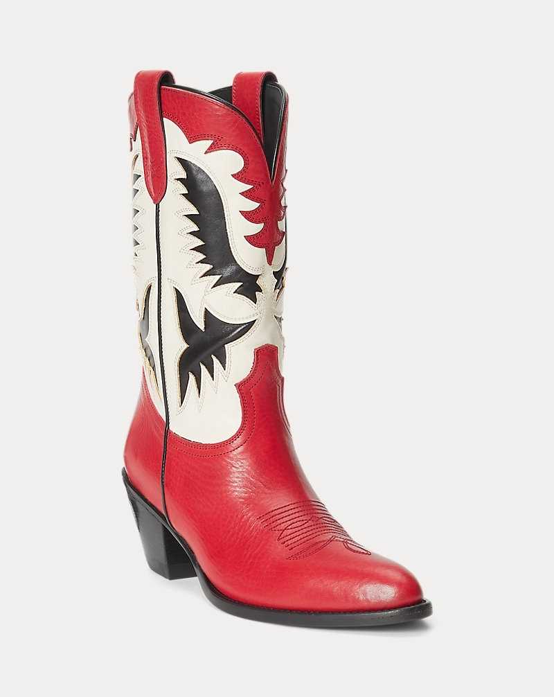 Botas Ralph Lauren Vachetta Leather Western Mujer Rojos | XYQCFJO-82 - vista 2