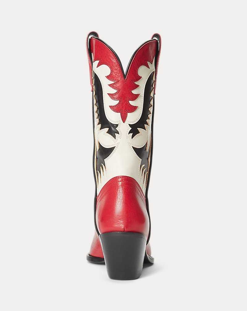 Botas Ralph Lauren Vachetta Leather Western Mujer Rojos | XYQCFJO-82 - vista 3