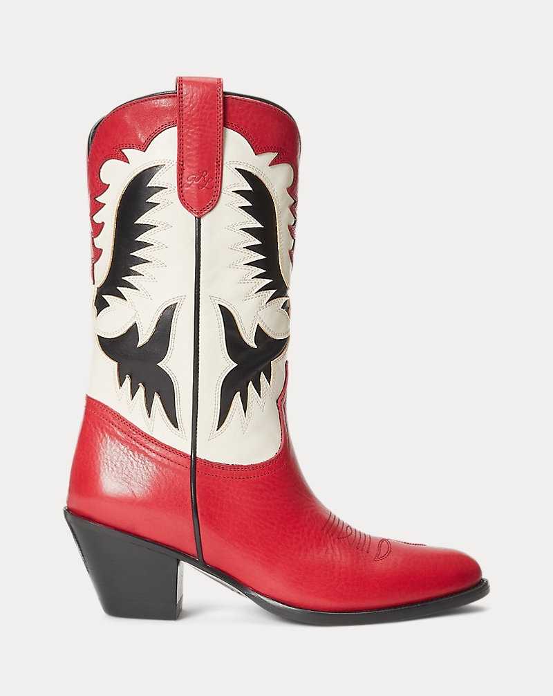 Botas Ralph Lauren Vachetta Leather Western Mujer Rojos | XYQCFJO-82 - vista 1