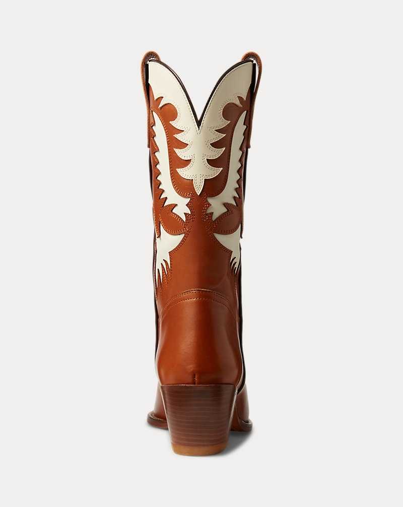 Botas Ralph Lauren Vachetta Leather Western Mujer Cuoio/Cream | JOYVDNT-40 - vista 3