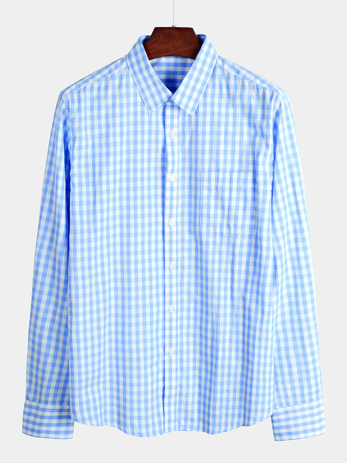 Camisa de algodón de manga larga a cuadros casual para hombre