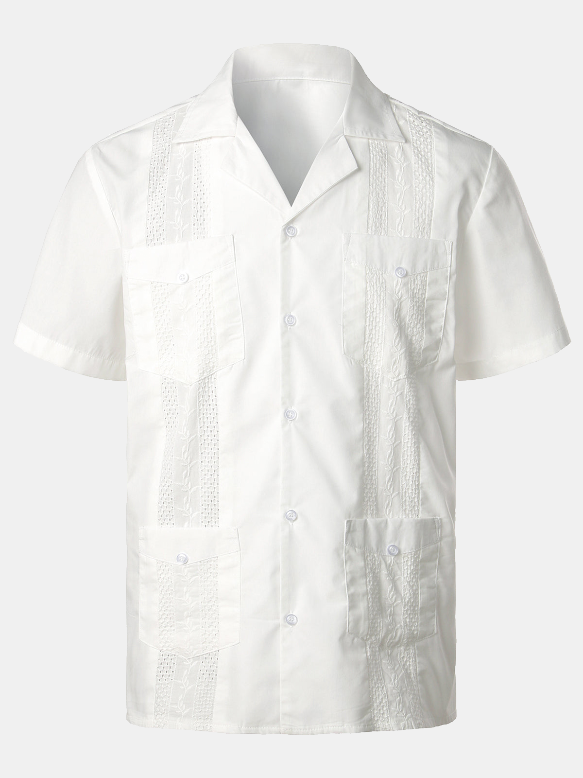 Camisa de color sólido de algodón de manga corta para hombre