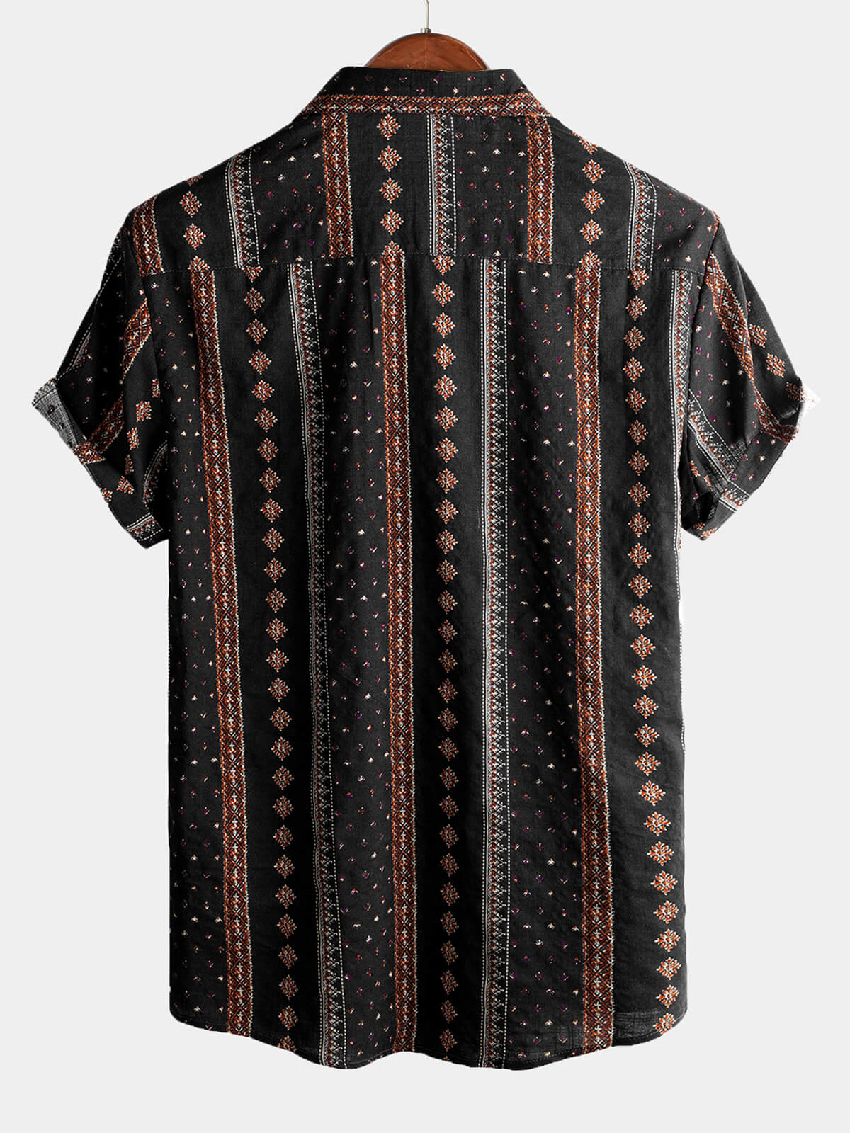 Camisa vintage de algodón Hawaiian de manga corta para hombre