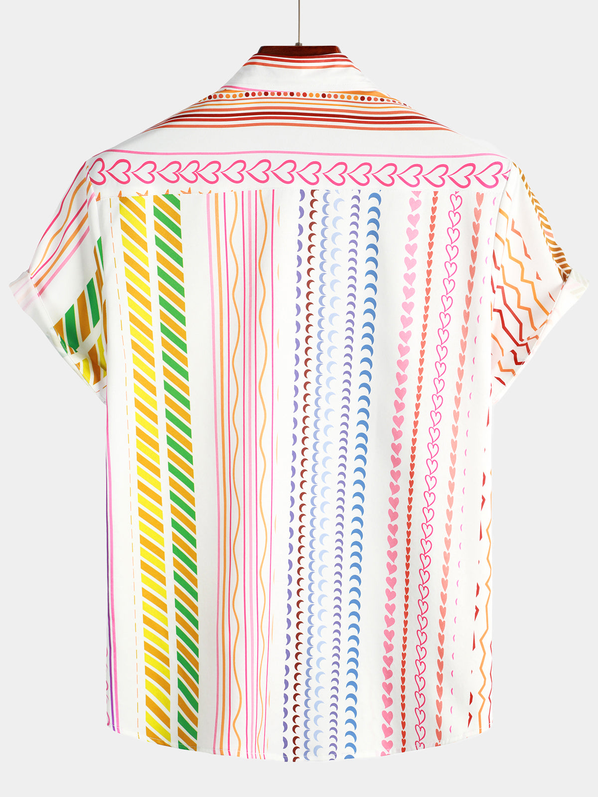 Camisa casual a rayas estampado retro Pocket Button Up Summer de manga corta para hombre