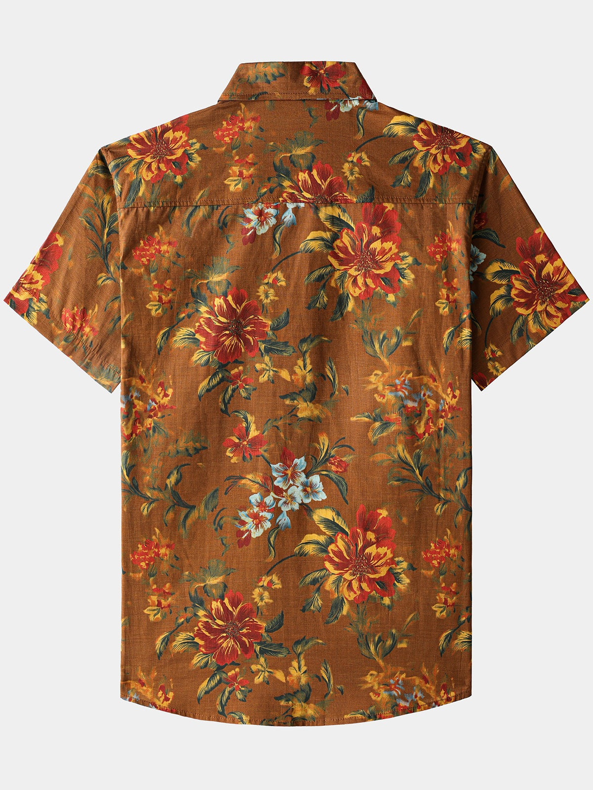 Camisa vintage Flower estampado de manga corta con botones transpirable Cool para hombre