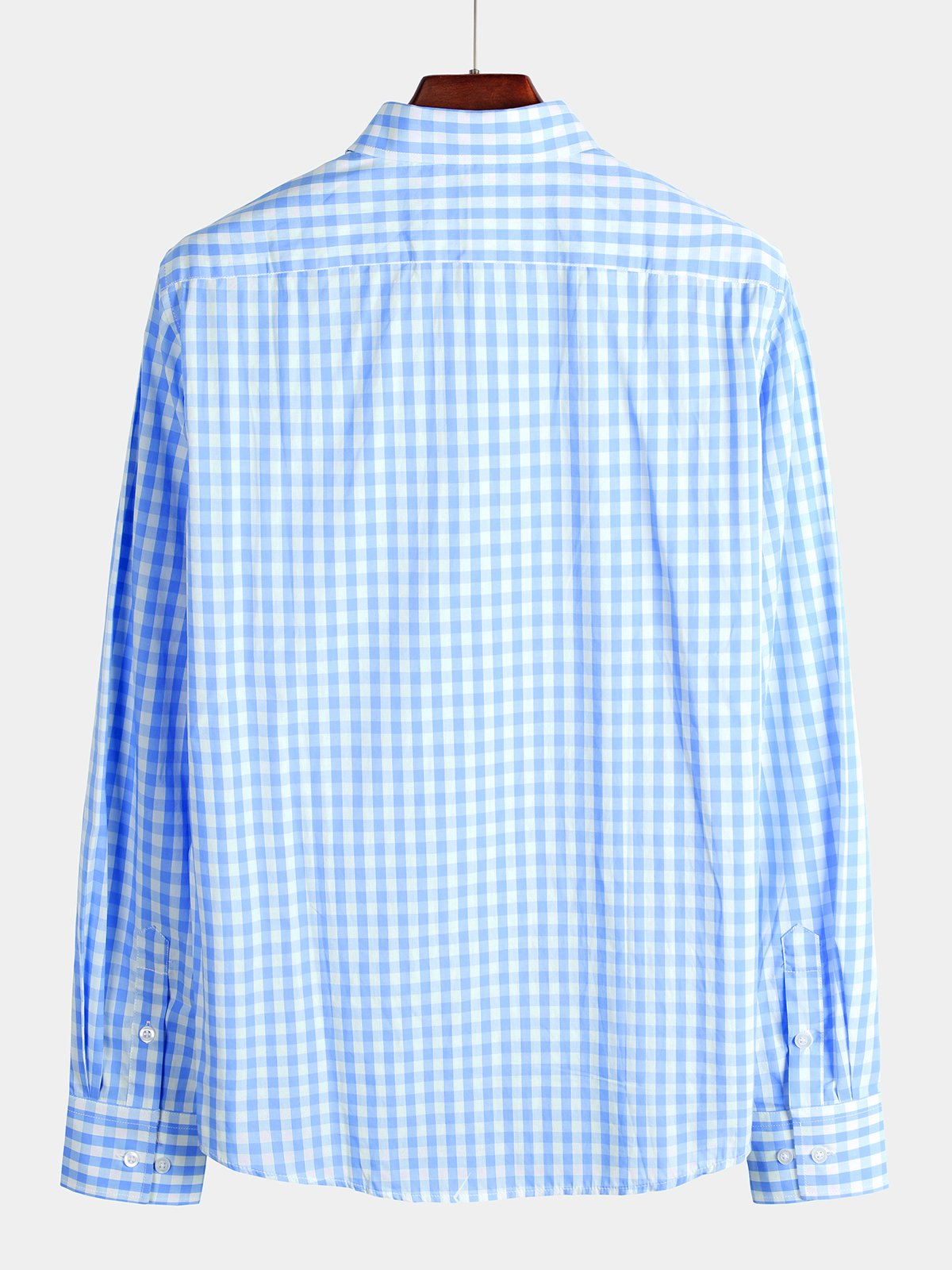 Camisa de algodón de manga larga a cuadros casual para hombre