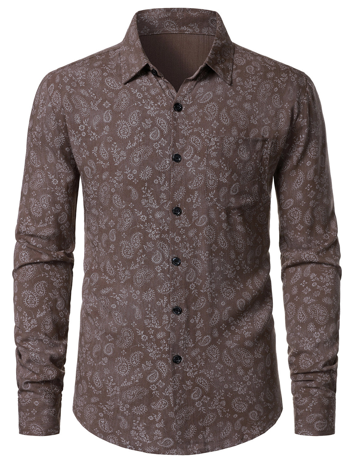 Camisa Paisley floral Brown de manga larga para hombre