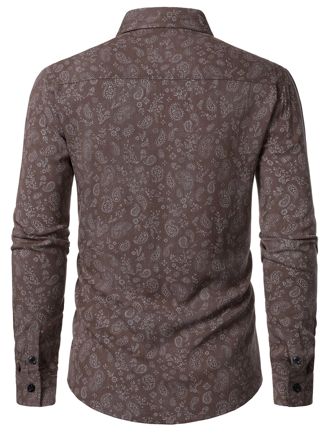 Camisa Paisley floral Brown de manga larga para hombre