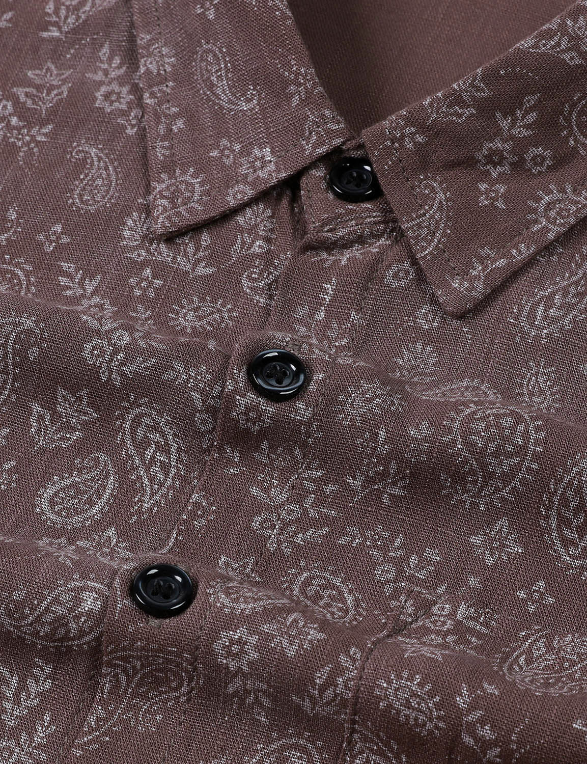Camisa Paisley floral Brown de manga larga para hombre