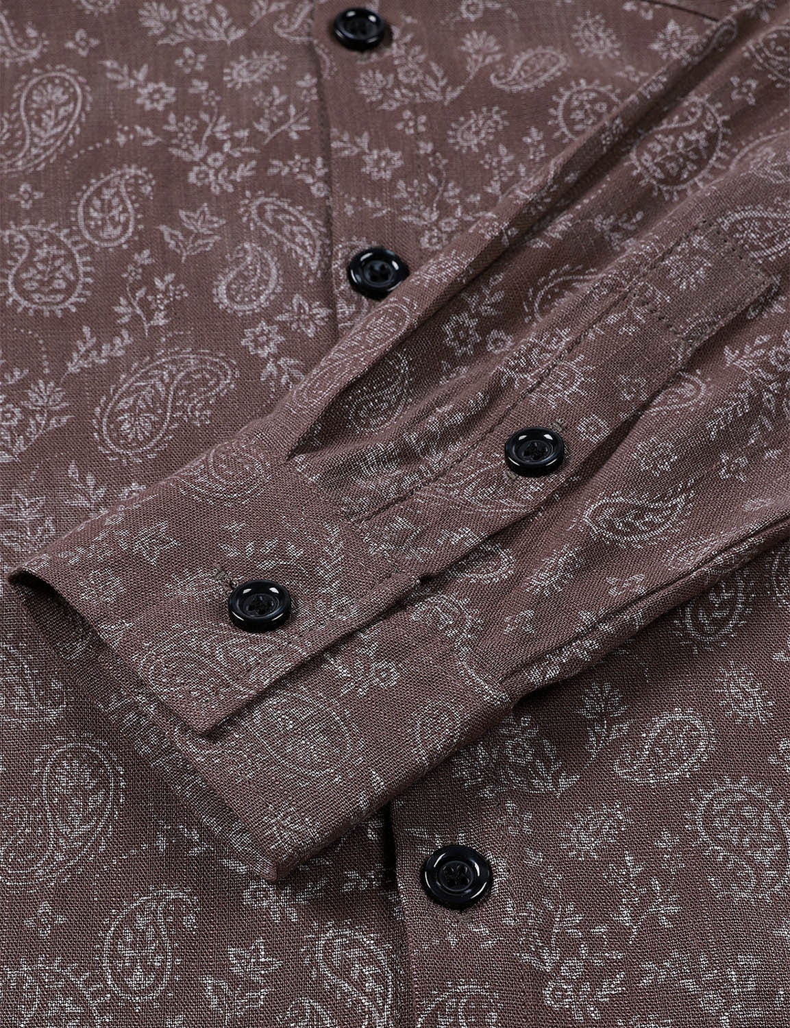 Camisa Paisley floral Brown de manga larga para hombre