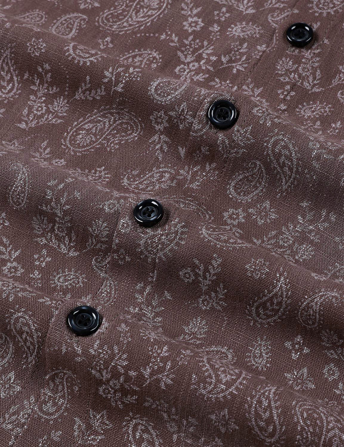 Camisa Paisley floral Brown de manga larga para hombre