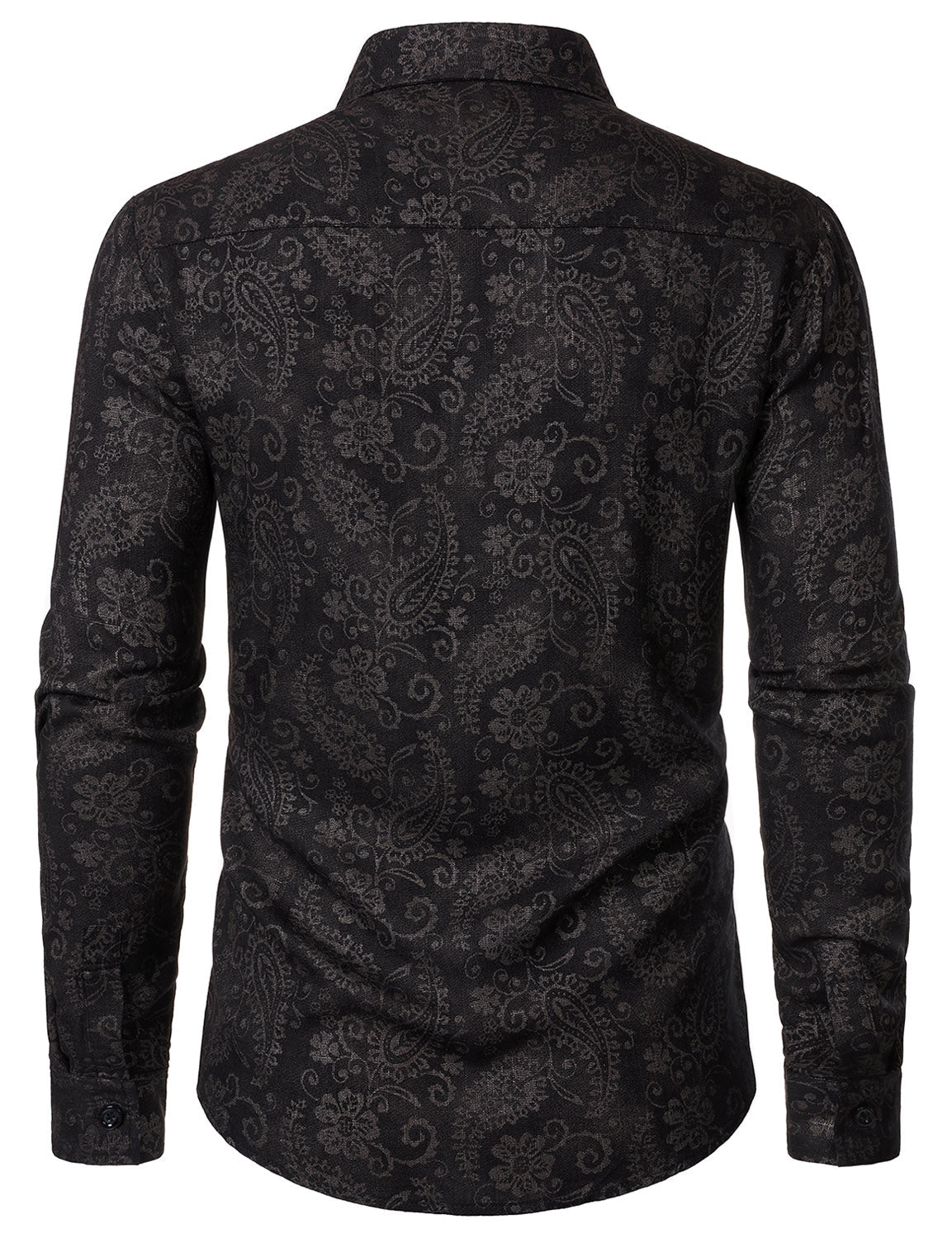 Camisa Paisley floral Black de manga larga para hombre