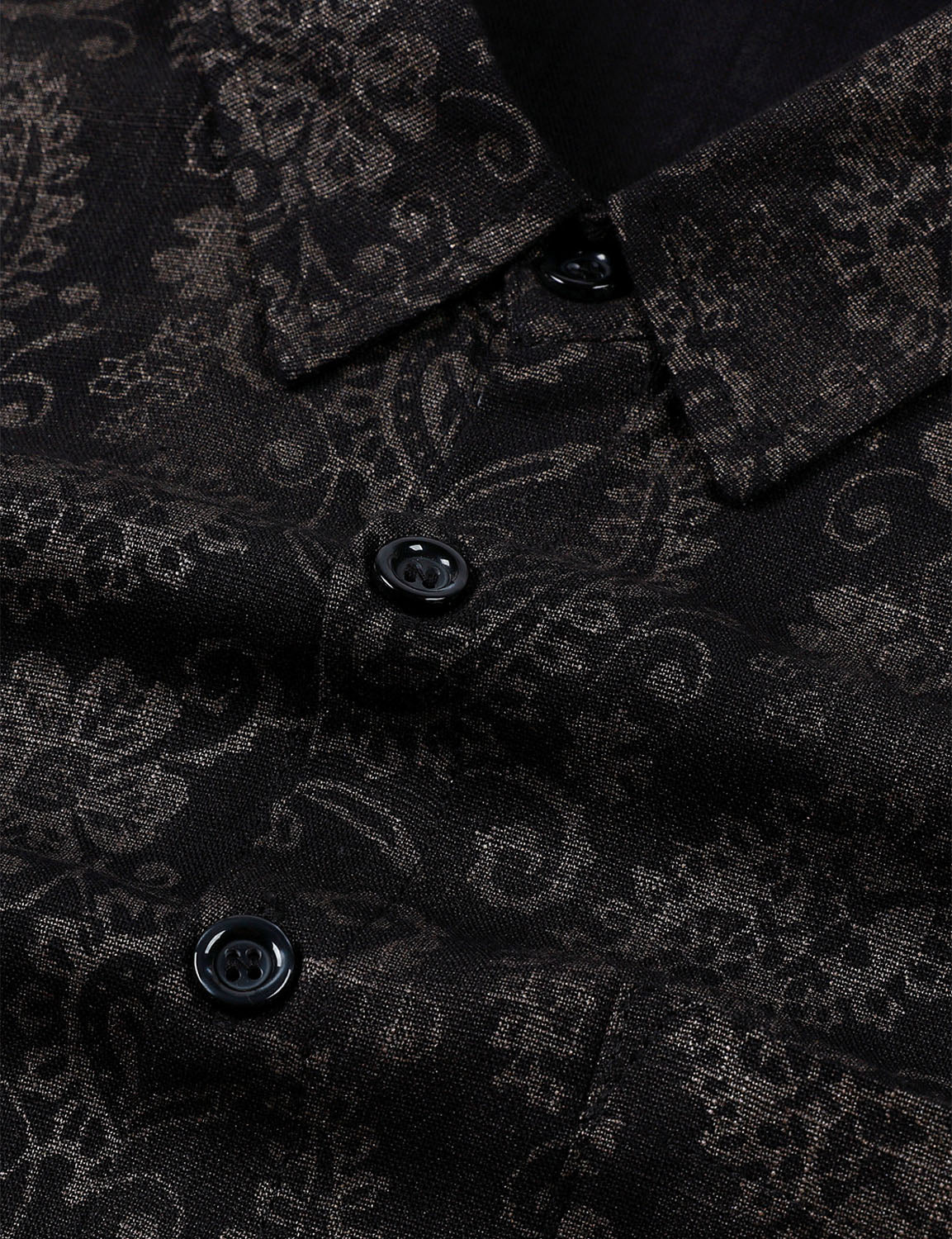 Camisa Paisley floral Black de manga larga para hombre
