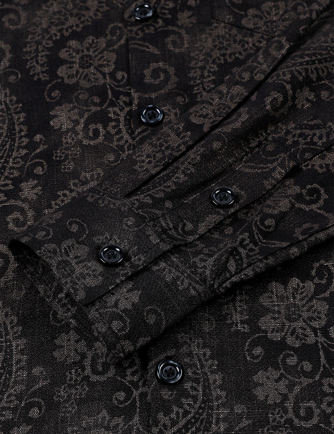 Camisa Paisley floral Black de manga larga para hombre