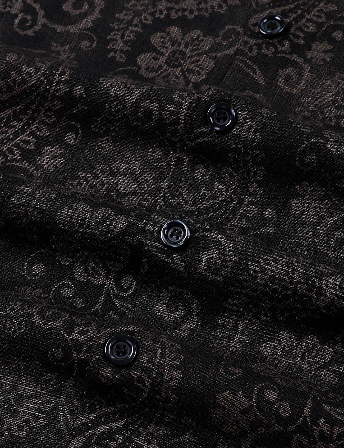 Camisa Paisley floral Black de manga larga para hombre