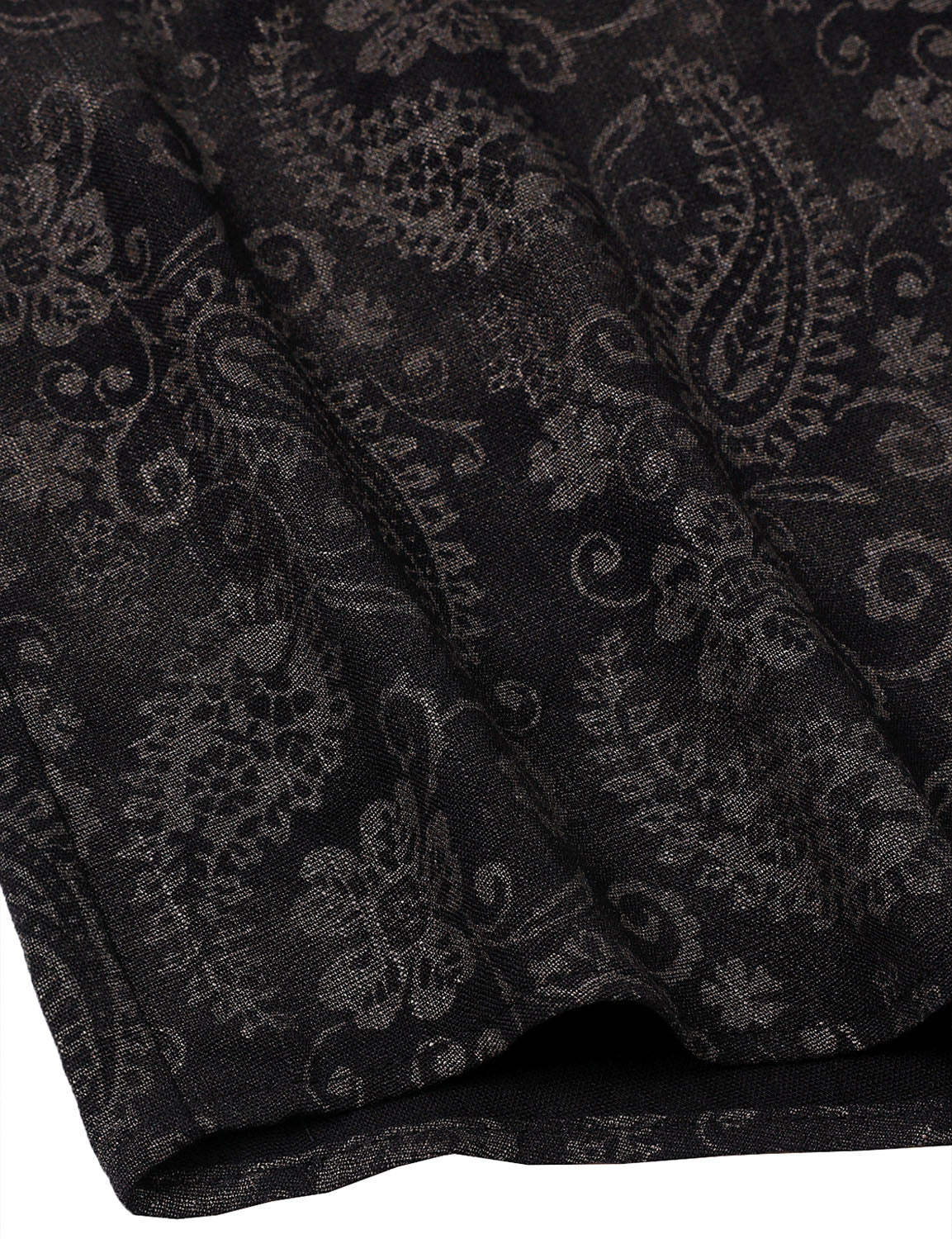 Camisa Paisley floral Black de manga larga para hombre